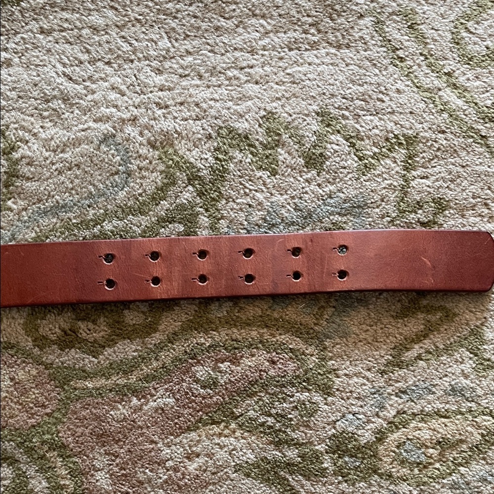 Vintage Brown Italian Leather Belt with Brass Buckle - Picture 4 of 4